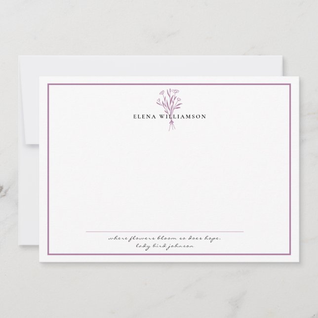 Chic Lavender Frame - Blume und Hoffnung Personali Mitteilungskarte (Vorderseite)