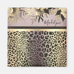 Chic Lavender Gold Leopard Safari Magnet