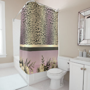 Chic Lavender Gold Safari Duschvorhang