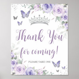 Chic Lavender Lila Floral Quinceañera Vielen Dank Poster