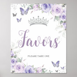 Chic Lavender Lila Floral Quinceñera Favoriten Poster