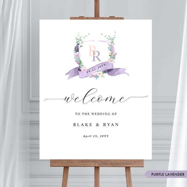 Chic Lavender Lila Monogram Wedding Welcome Sign Poster (Von Creator hochgeladen)