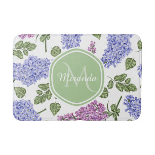 Chic Lavender Lilac Floral Pastell Green Monogram Badematte