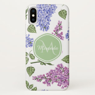 Chic Lavender Lilac Floral Pastell Green Monogram Case-Mate iPhone Hülle