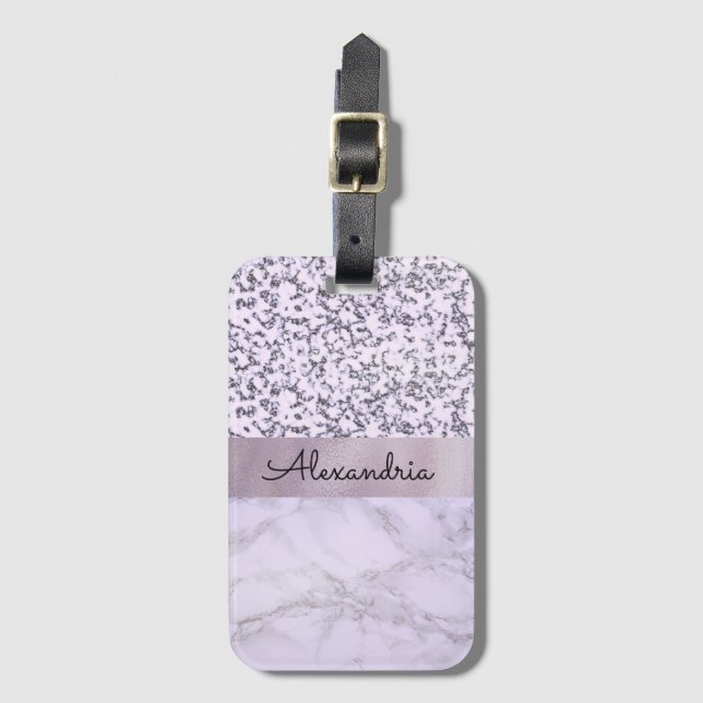 Chic Lavender Marble Gepäckanhänger (Vorderseite Vertikal)