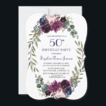 Chic Lavender Navy Blue Floral Bloom 50th Birthday Einladung<br><div class="desc">Charming card design featuring gorgeous watercolour lavender & navy blue flowers wreath,  beautiful handwriting script and special fonts. It could be a great choice for any season events. Use Customize tool to add your info,  make changes. For matching items,  please,  visit my Lavender Navy Blue Floral Bloom Collection.</div>
