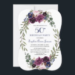 Chic Lavender Navy Blue Floral Bloom 50th Birthday Einladung<br><div class="desc">Charming card design featuring gorgeous watercolour lavender & navy blue flowers wreath,  beautiful handwriting script and special fonts. It could be a great choice for any season events. Use Customize tool to add your info,  make changes. For matching items,  please,  visit my Lavender Navy Blue Floral Bloom Collection.</div>