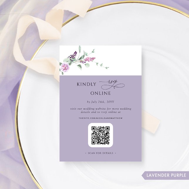 Chic Lavender Pastel Floral UAWG Online, QR Code Begleitkarte (Von Creator hochgeladen)