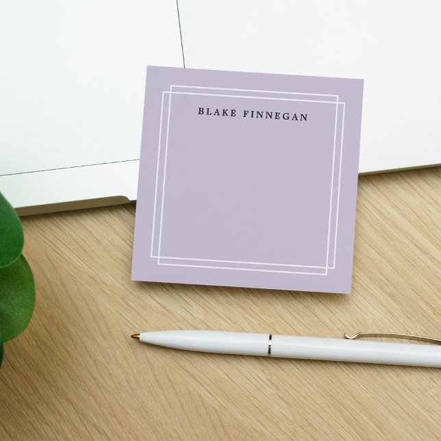 Chic Lavender | Personalisierte weiße Grenze Post-it Klebezettel (Von Creator hochgeladen)