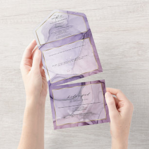 Chic Lavender Rose Abstrakte Tinte All In One Einladung