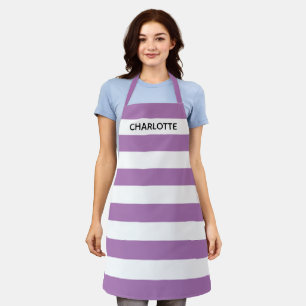Chic lavener white stripes individuelle Name monog Schürze