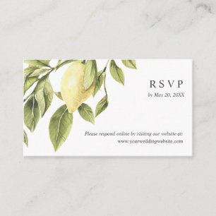 Chic Lemon Blätter Wedding RSVP Online Website Visitenkarte
