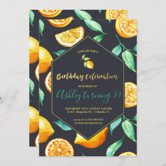 Chic Lemon Citrus Birthday Einladung