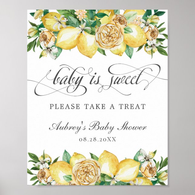 Chic Lemon Floral Baby ist Sweet Leckerei Duschzei Poster (Vorne)