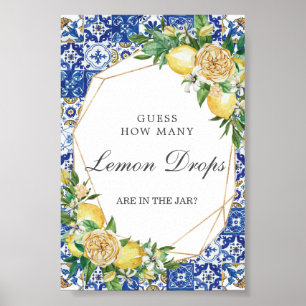 Chic Lemon Floral Guess Lemon tropft in Jar Game Poster