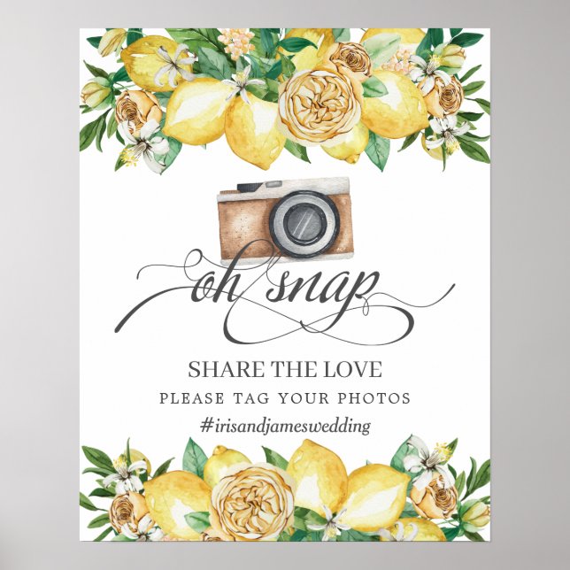 Chic Lemon Floral Oh Snap Teilen Sie die Liebe Hoc Poster (Vorne)