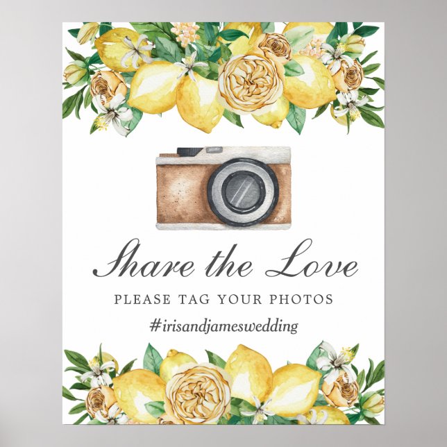 Chic Lemon Floral Teilen Sie die Liebe Tag Foto Ho Poster (Vorne)
