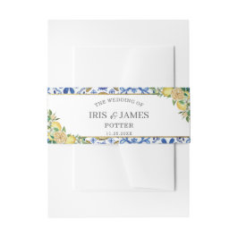 Chic Lemon Greenery Floral Gold Wedding Einladungsbanderole