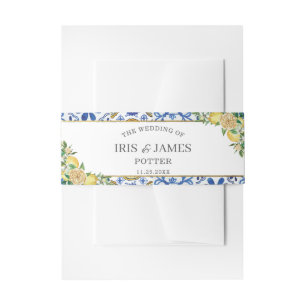 Chic Lemon Greenery Floral Gold Wedding Einladungsbanderole