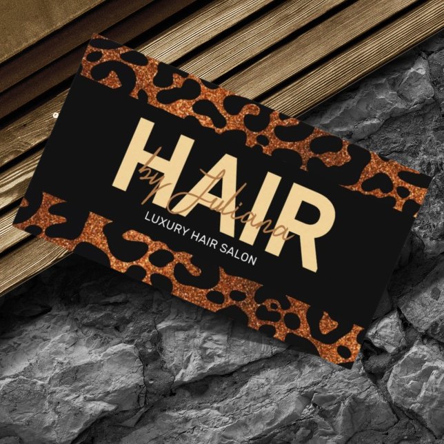 Chic Leopard Cheetah Glitzer Beauty Salon QR Code Visitenkarte (Von Creator hochgeladen)
