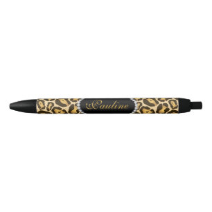 Chic-Leopard-Druck-Imitat-Diamant-Monogramm Kugelschreiber