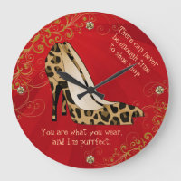 Chic-Leopard-Druck-Stilett-Heels-Wand-Uhr