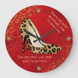 Chic-Leopard-Druck-Stilett-Heels-Wand-Uhr Große Wanduhr