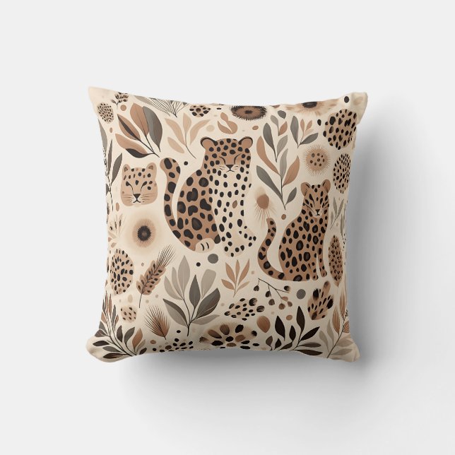 Chic Leopard Floral Design für trendy Zuhause Kissen (Vorderseite)