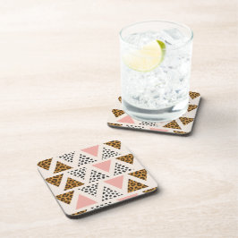 Chic Leopard & Pink Triangle Pattern Getränkeuntersetzer