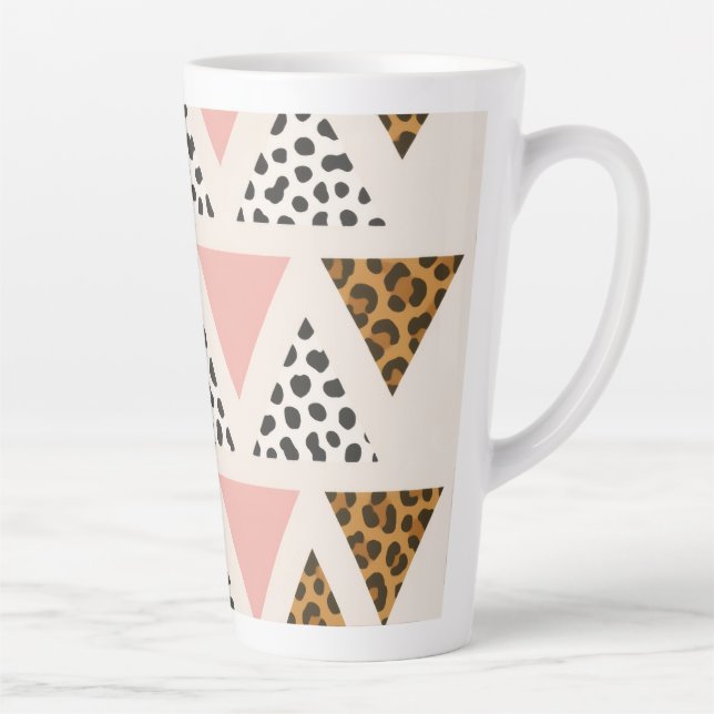 Chic Leopard & Pink Triangle Pattern Milchtasse (Rechts)