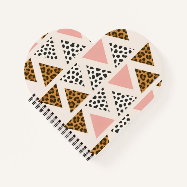 Chic Leopard & Pink Triangle Pattern Notizbuch (Vorderseite)