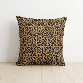 Chic Leopard Print Cheetah Spots Brown Black Kissen