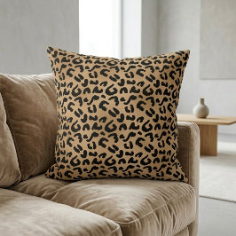 Chic Leopard Print Cheetah Spots Brown Black Kissen