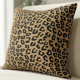 Chic Leopard Print Cheetah Spots Brown Black Kissen