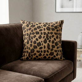 Chic Leopard Print Cheetah Spots Brown Black Kissen
