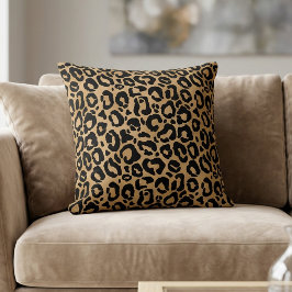 Chic Leopard Print Cheetah Spots Brown Black Kissen