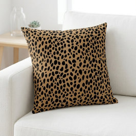 Chic Leopard Print Cheetah Spots Brown Black Throw Kissen