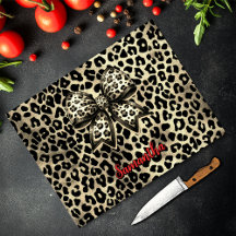 chic leopard print coquette bow monogram