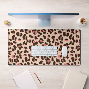 Chic Leopard Print in Rosa Schreibtischunterlage