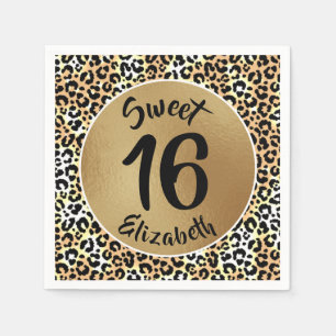 Chic Leopard Print Sweet 16 Geburtstag Serviette