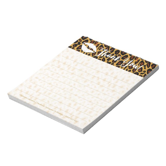 Chic Leopard Print with Lips Danke Notepad Notizblock (Rotiert)