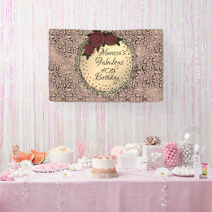 Chic Leopard Rose Fabulous 40. Geburtstag Banner