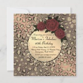 Chic Leopard Rose Fabulous 40. Geburtstag Karte