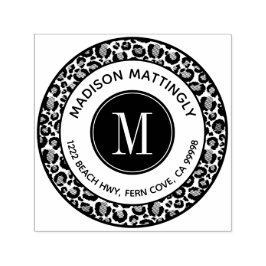Chic Leopard Spots Boho Monogram Rücksendeadresse Permastempel