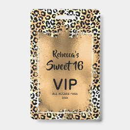 Chic Leopard Sweet 16. Geburtstag Einladung VIP Pa Ausweis