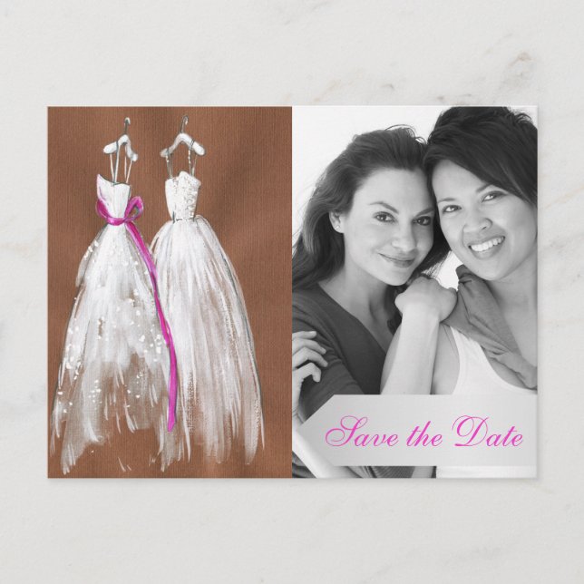 Chic Lesbian Foto Save the Date Postkarte (Vorderseite)