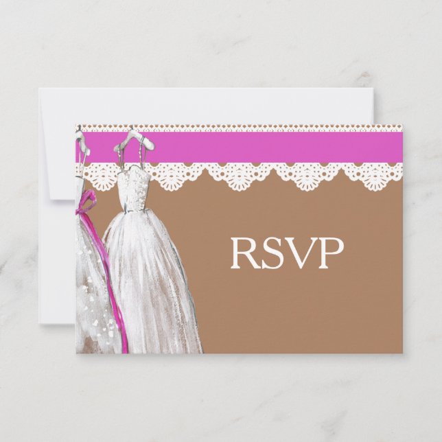 Chic Lesbian Gay Wedding RSVP zwei Brides (Vorderseite)