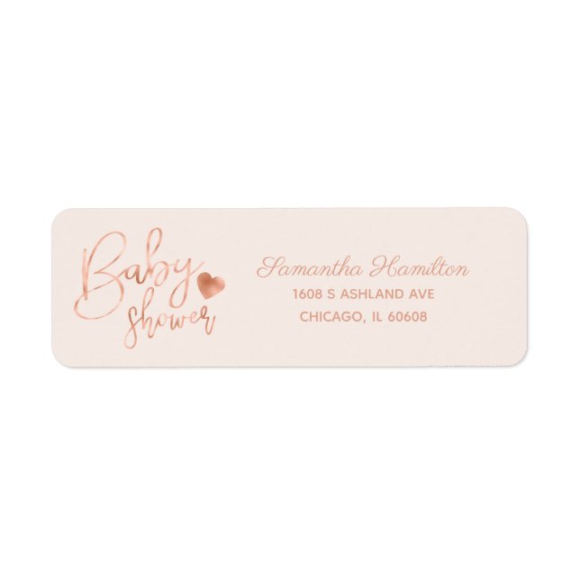 Chic Letter Rose Gold Foil Blush Baby Dusche (Vorne)