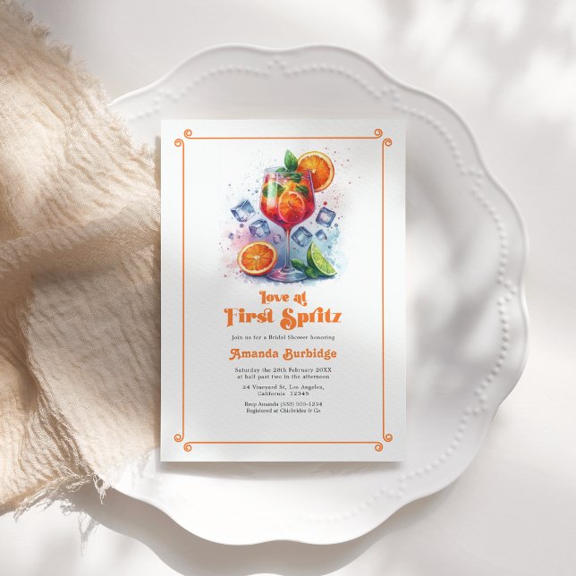 Chic Liebe im First Spritz Brautparty Einladung (Chic Love at First Spritz Bridal Shower Invitation)