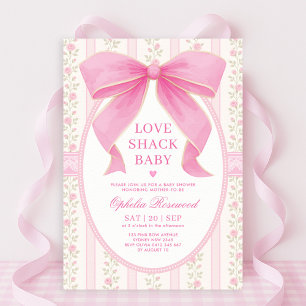 Chic Liebe Shack Pink Bow Lace Girl Babydusche Einladung